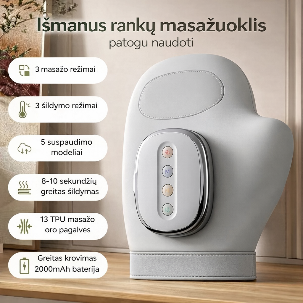 Išmanusis rankų masažuoklis su šildymo funkcija